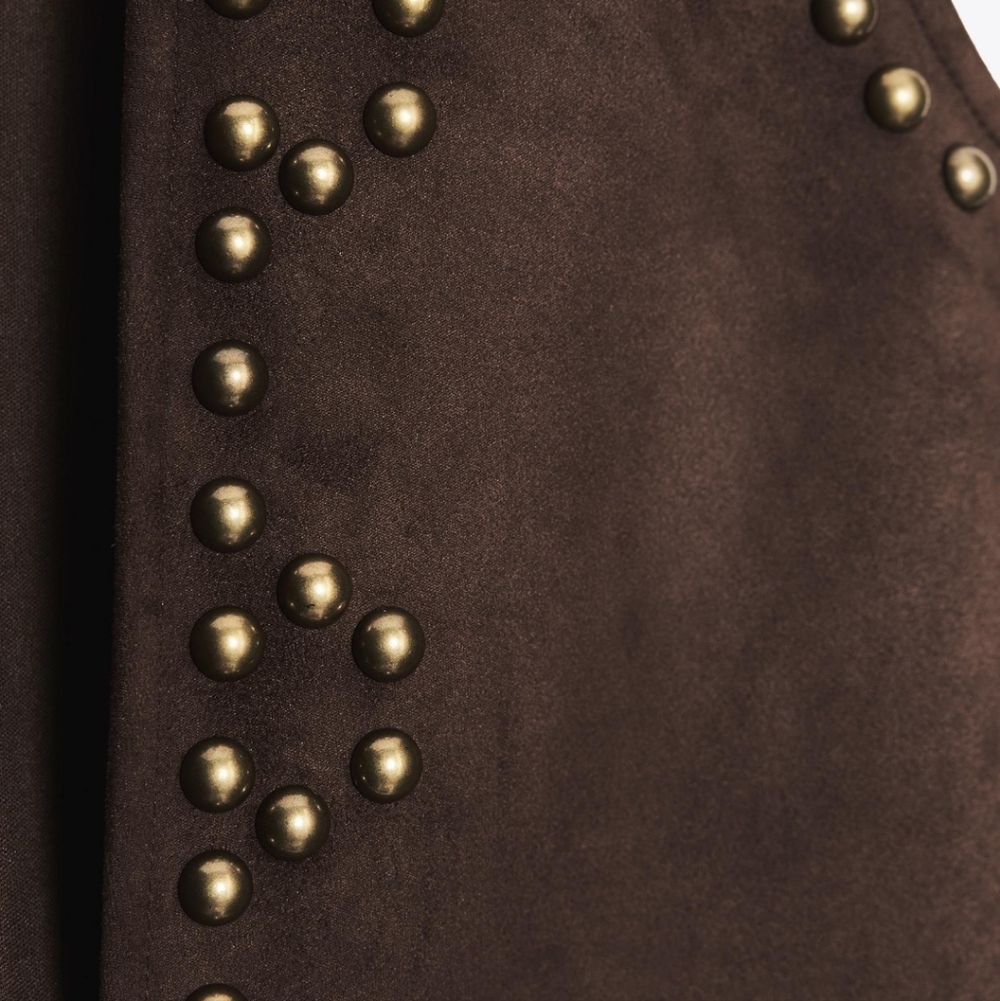 ZARA CHOCOLATE/BROWN STUDDED FAUX SUEDE VEST ✨️✨️✨️ - Picture 8 of 8